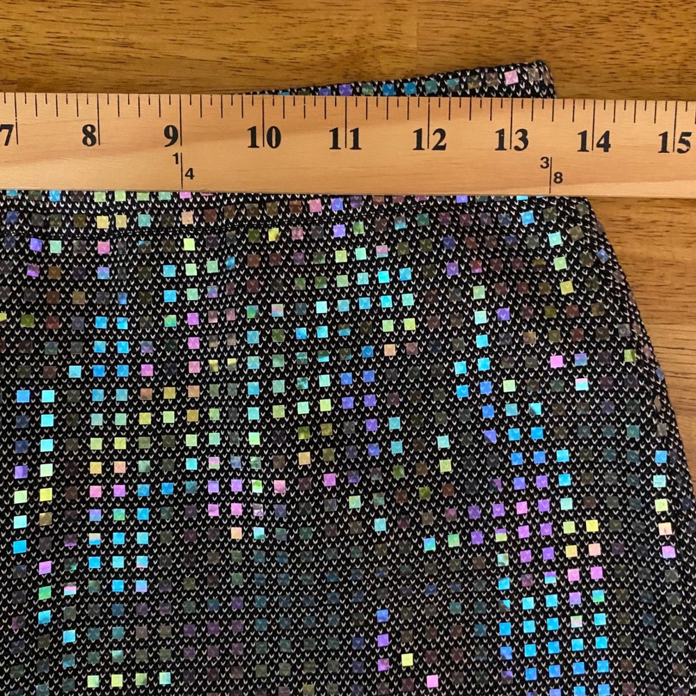 St. John Couture Pencil Skirt Women 4 Black Multi Holographic Sequin Glam Party - Picture 7 of 8